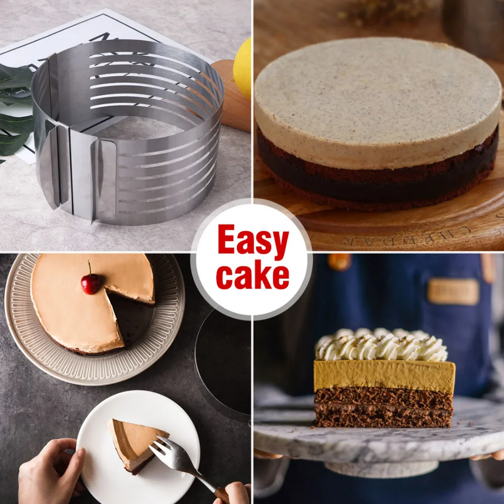 1 vnt Reguliuojamas Torto Pjovimo Apvalios Formos Duonos Tortas slicer Reguliuojamas Sluoksniuotas Pyragas Slicer Pelėsių Pjovimo Žiedo Įrankiai