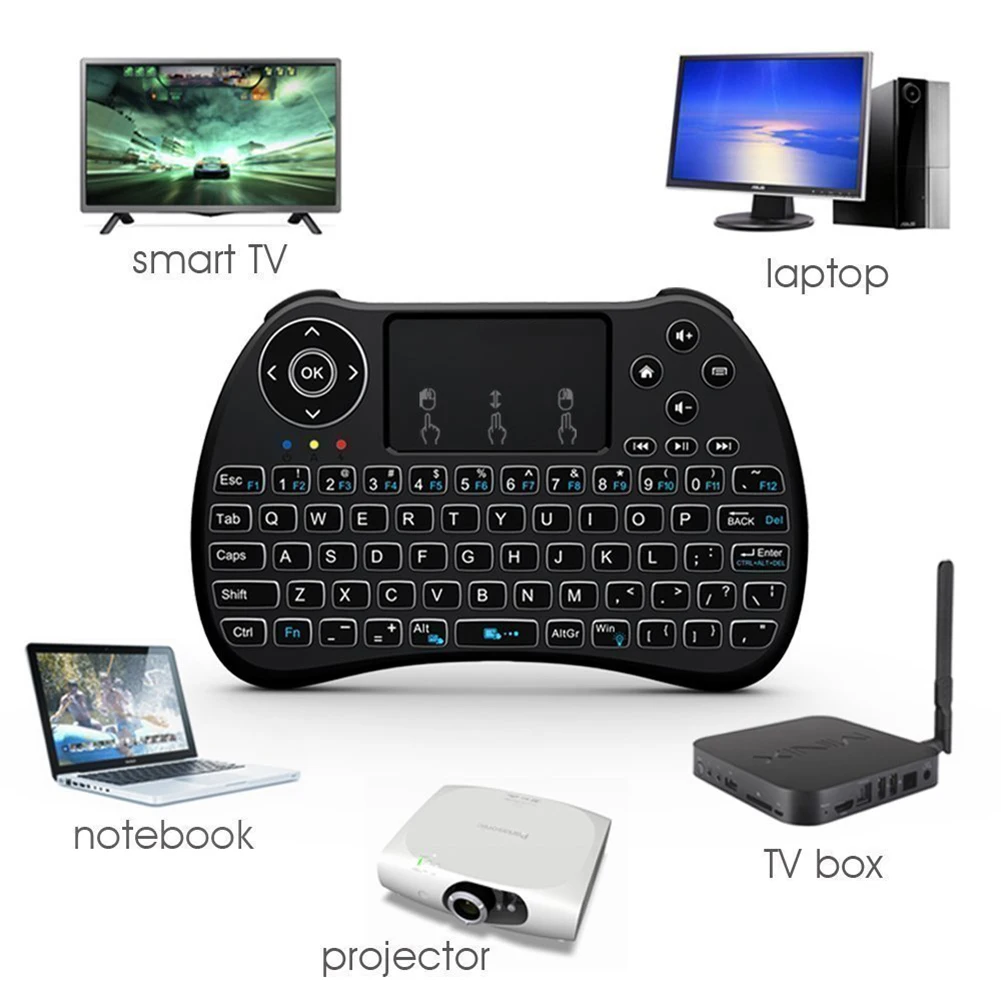 Mini Belaidė Klaviatūra USB Oro Pelės apšvietimu Touchpad Spalvos Apšvietimu Oro Pelės TV X-Box Nešiojamas Smart TV Standžiojo Disko Grotuvas HTPC