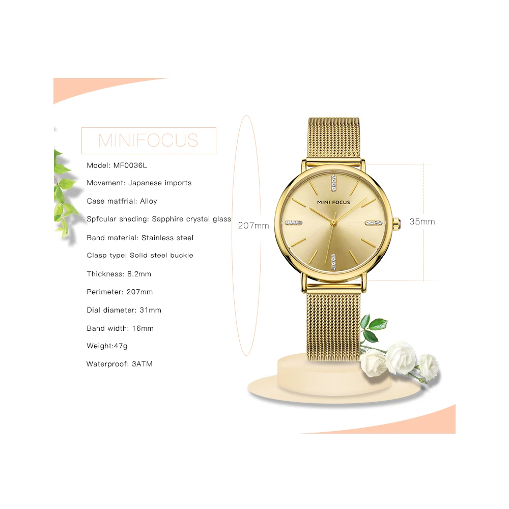 MINIFOCUS Mados Paprastų Moterų Laikrodžiai 2021 Mergina Laikrodis Itin Plonas Kvarcas Laikrodžio Moteris Nerūdijančio Plieno Tinklelio Diržo Ponios Laikrodis