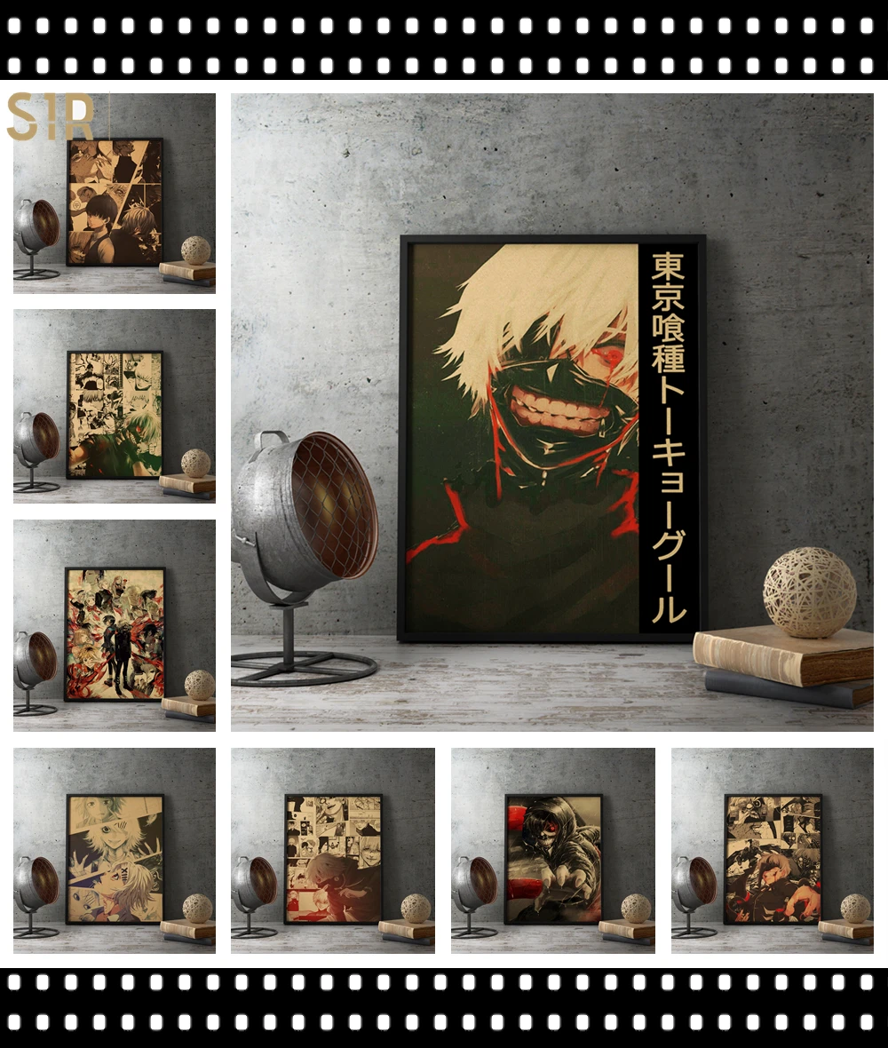 Meno Apdailos Japonija Didelio Populiarumo Anime Tokyo Pabaisa Senojo Stiliaus plakatai estetinės sienos meno tapybos drobės