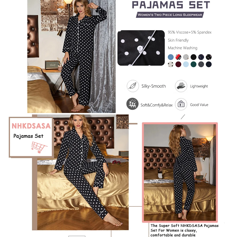 NHKDSASA Prekės Pajama Rinkinys Moterims Medvilnės Sleepwear ilgomis Rankovėmis Pižamos Kelnės Kostiumas Spausdinimo Mados 2 vnt Minkštą Pižamą