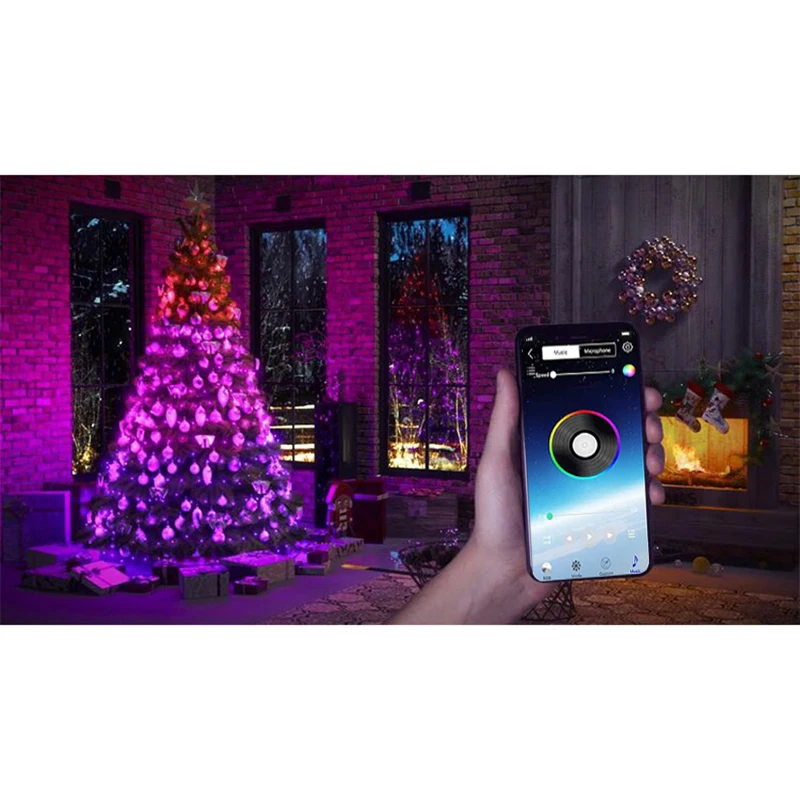 Kalėdų Medžio Apdaila Žibintai Užsakymą LED String Žibintai App Nuotolinio Valdymo Šviesos H7JP