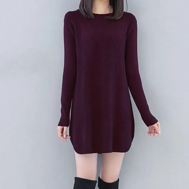 Pavasario/rudens moterims megztiniai kompiuterio megzti prarasti sweates megztinis moterims aukštos elastinga drabužių vidurio ilgai, o-kaklo megztiniai