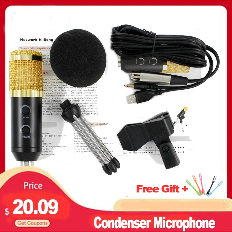 BM 900 USB Mikrofonas Kompiuterio Kondensatoriaus Studija Karaoke Mic PC nemokamas pristatymas