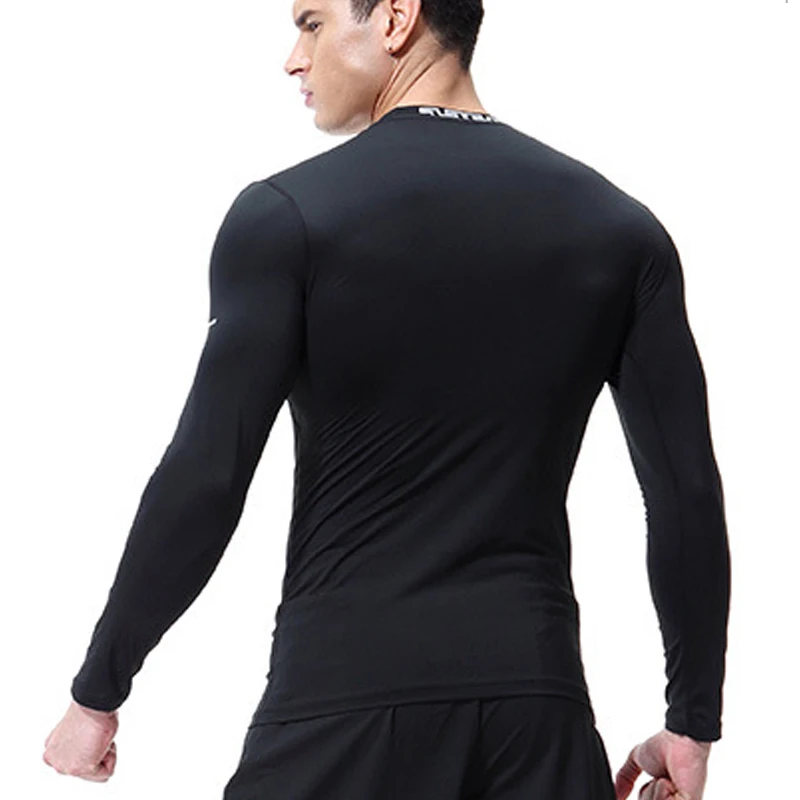 Pavasario Vilnos Šiltas Mens Quick Dry Bėgimo marškinėliai ilgomis Rankovėmis Elastinga kompresinė Treniruotės Veikia Marškinėliai Gimnastikos Fitneso Sporto