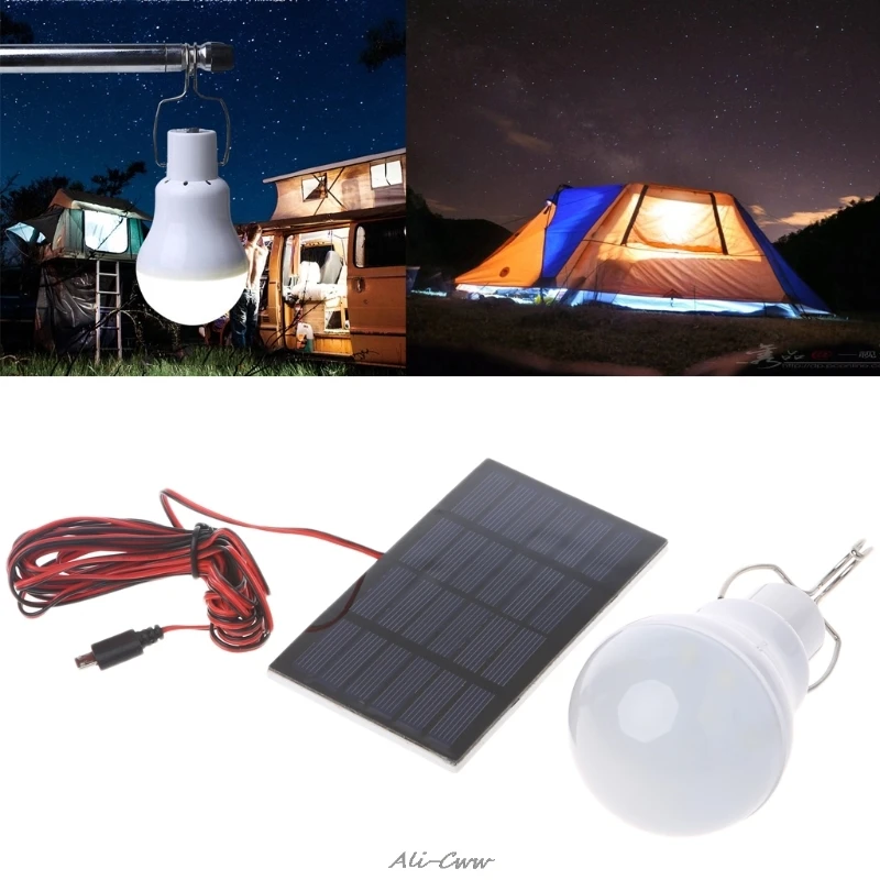 Portable Solar Panel Power LED Lemputė Lempos Lauko Stovykla Palapinė Žvejybos Šviesos