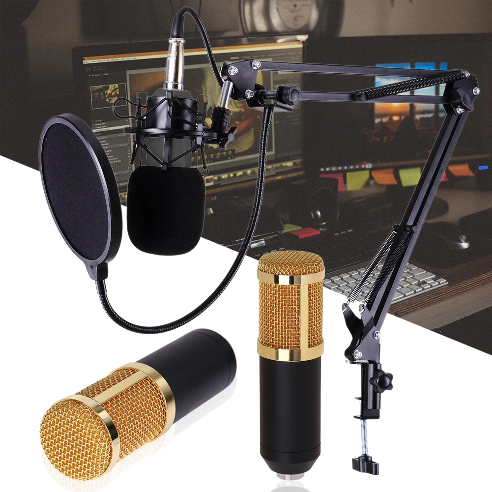 BM-800 Studio Live Transliacijos Profesionalus Studija Transliavimo Įrašymas Kondensatoriaus Mikrofonas Darbalaukio Žirkliniai Mikrofono Stovo Komplektas