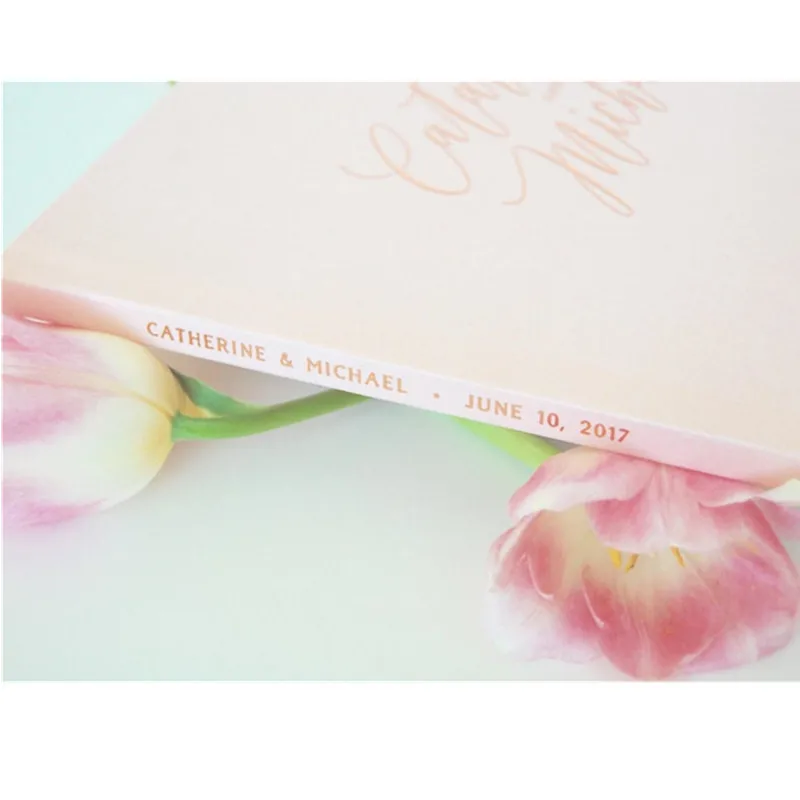 Rose Aukso vestuvių Svečių stilius blush vestuvių svečių knygos alternatyva idėjų knyga Horizontalus parašo knygą Nuotakos Leidinys