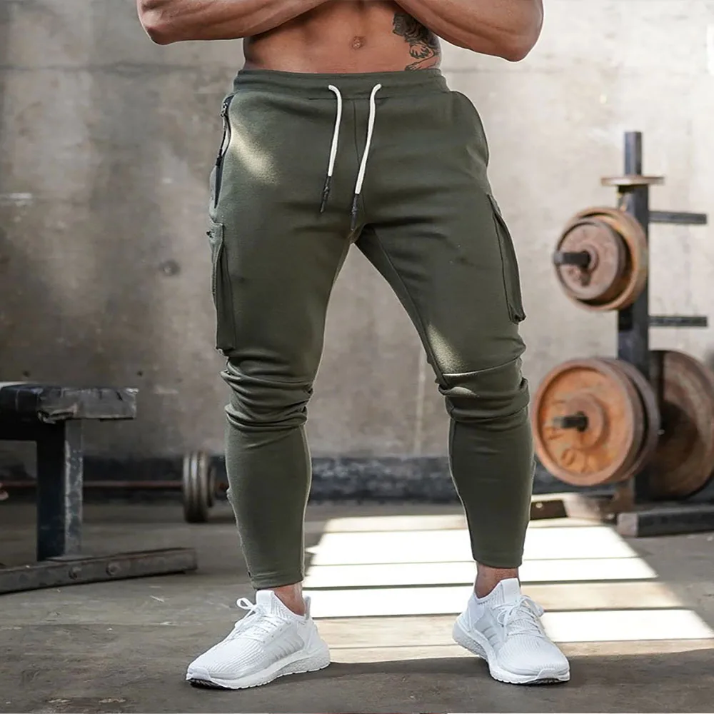 2021 Naujas Multi-Pocket vyriški Laisvalaikio Fitneso Kelnės, Kaklaraištis-Žemyn Koja Užtrauktukas Poilsiu Sporto Kelnės Vyrams Drabužių Streetwear Sportinę aprangą