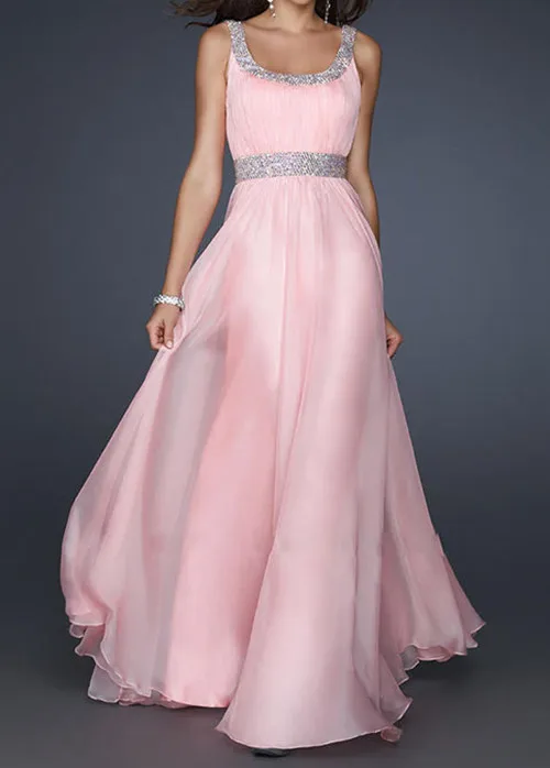 Nemokamas pristatymas elegantiškas 2018 Seksualus, rožinės spalvos šifono vestido de noiva formales ilgai kristalų promenadzie suknelė Baigimo