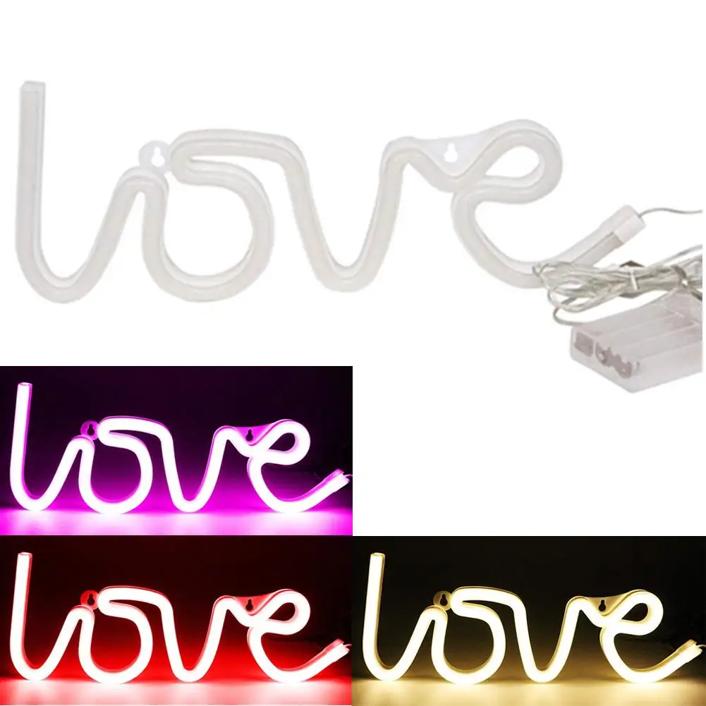 MEILĖ LED Neonas Pasirašyti Šviesos USB Sienos Lempos Valentino Diena, Jubiliejus, Vestuves Namų Puošybai Kalėdų Naktį Lempa