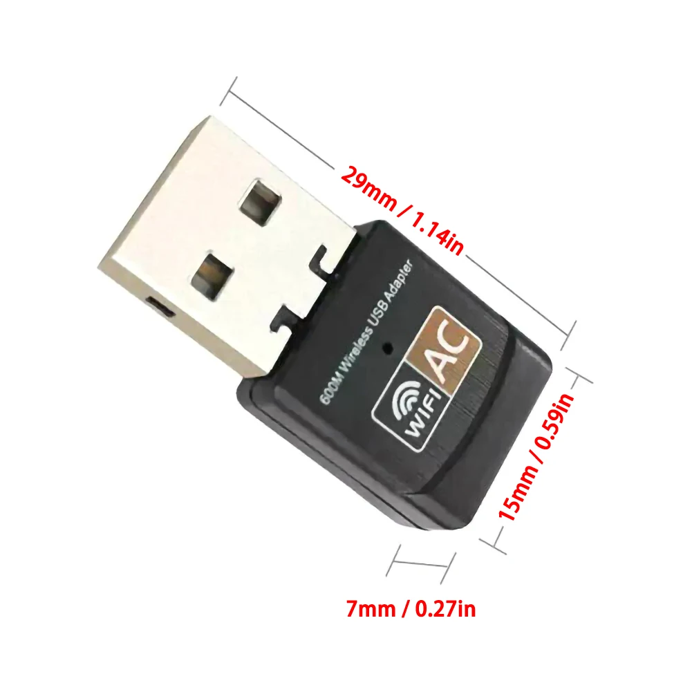 600Mbps Belaidis USB Ethernet KOMPIUTERIO WiFi AC Adapter Dual Band 2.4 G / 5G WIFI Gauna Adapteris Paramos WPS, WEP Šifravimas, Indikatorius
