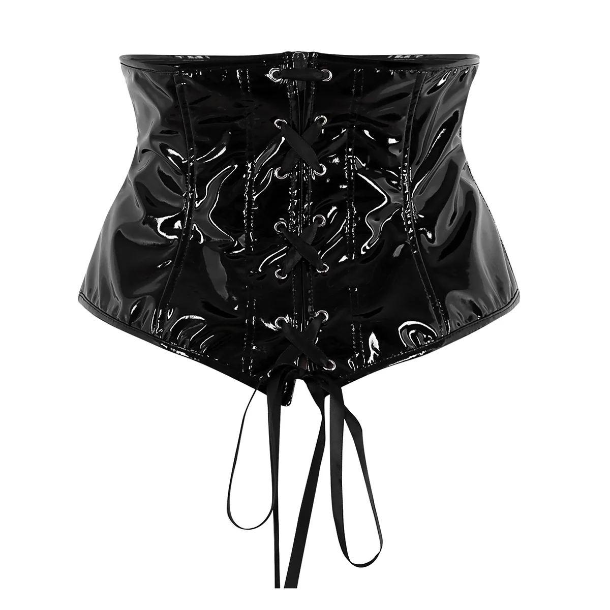 Moteriški Femme Wetlook Stebėjimo Seksualus Clubwear Kostiumas Dirbtiniais Odos Zip Priekyje Steampunk Gotikos Wasit Treneris Korsetas Egzotinių Bakas