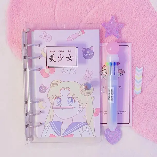 Anime Sailor Moon sakura Veiksmų Skaičius, spausdinimo Popierius A6 Spiralinis Sąsiuvinis Separatorius Puslapių Studentų Puikus dairybook Cosplay Dovanos