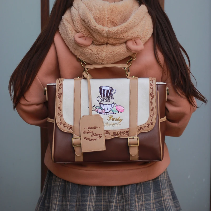 Japonijos lolita amžiaus sumažinimo siuvinėjimo krepšys mažų šviežių moteriška kuprinė kolegijos JK maišelį vidurinės mokyklos A4 mokyklos maišą peties 3way