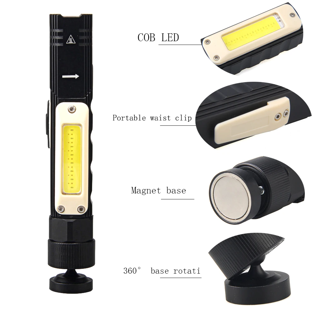 AloneFire COB Nešiojamą Kilnojamojo Darbo Žibintai USB Įkrovimą, Daugiafunkcinis ir Šviesos Portable LED Darbo Žibintai