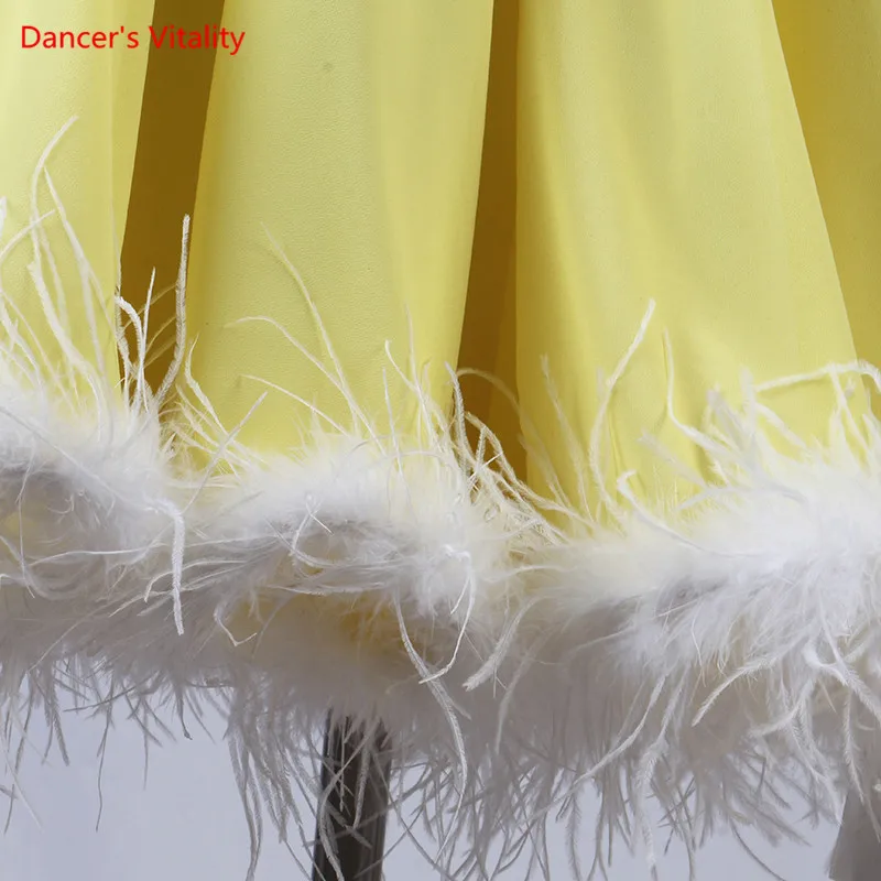 Šiuolaikinių Šokių Suknelė Apvalios Kaklo Big Swing Sijonas Ilgas Rankoves Veiklos Drabužius High-End Užsakymą Suaugusiųjų Vaiko Konkurencijos Drabužiai