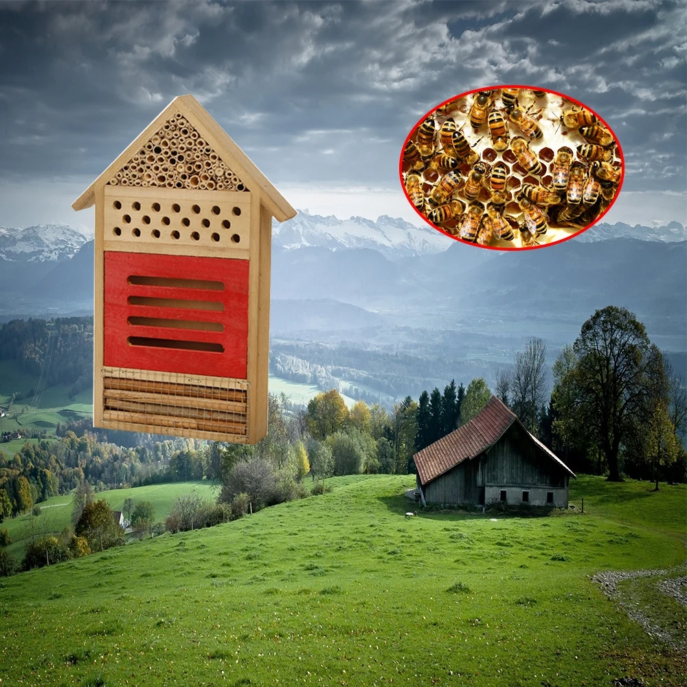Beehouse Medaus Įrankiai Vabzdžių, Bičių Namas Medinis Vabzdžių, Bičių Namus, Medienos Klaidą Kambarį Viešbutyje Pastogę Sodo Puošmena Lizdų Dėžutė Bičių Namas