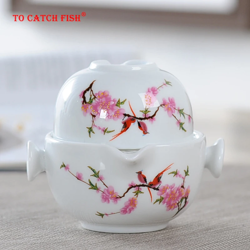 Keramikos Kung Fu Arbatos rinkinys Apima 1 Pot 1 Puodelis, Aukštos kokybės elegantiškas gaiwan,Gražus ir lengvai arbatos virdulys.Kavos Puodelis rinkinys