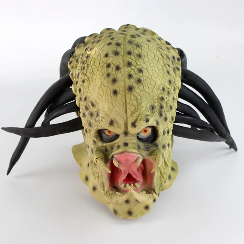 Latekso Filmo Alien Predator Cosplay Kostiumas Kaukė Šalmas Rekvizitai Suaugusiųjų Antenos Helovinas Šalis Siaubo Visas Veidas Galvos Kaukė žaislai