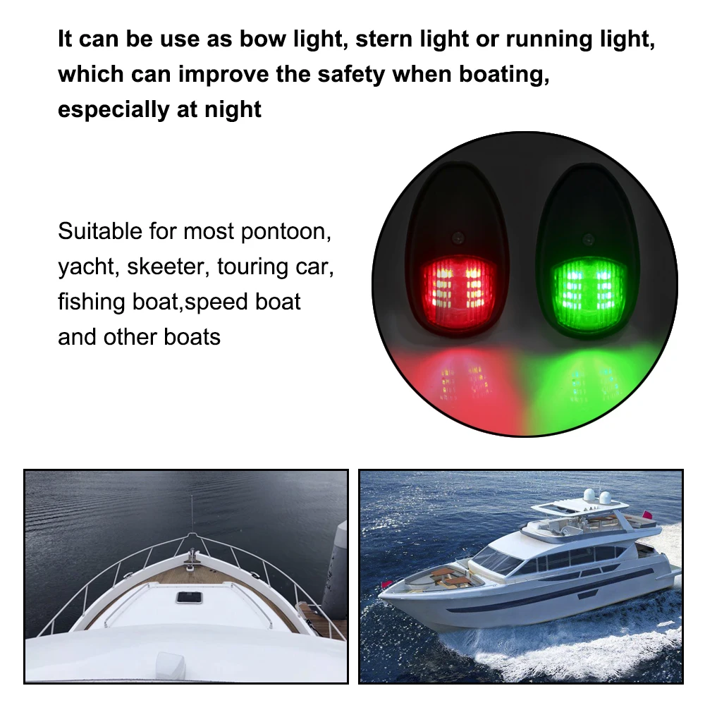 LED Navigacijos Šviesos 10V-30 V Signalas Įspėjimas Vandeniui Žibintas Dešinės Uosto Šviesos Jūrų Jachta Sunkvežimių Priekabos Van