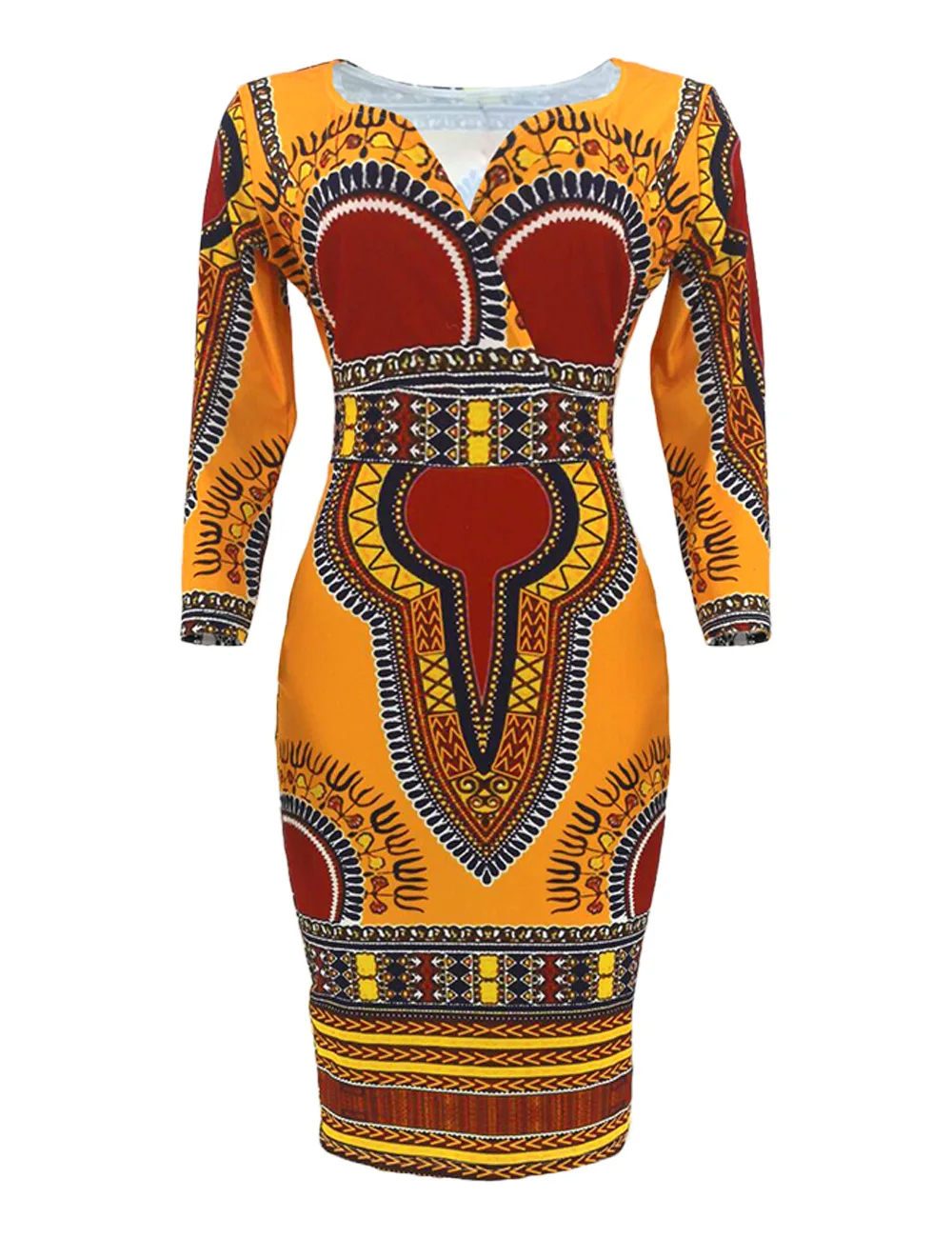 2021 m. Vasarą Naujas Mados Afrikos Moterų Spausdinimo V-kaklo, ilgomis Rankovėmis Suknelę, Afrikos Suknelės Moterims