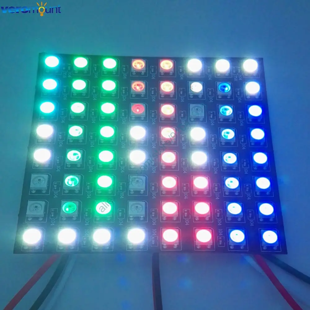 WS2812B RGB LED Pikselių Skydelis Ekranas 8x8 16x16 8x32 64/256 Pikselių Skaitmeninis Programuojamas Individualiai Pasiekiama Visą Spalvų DC5V