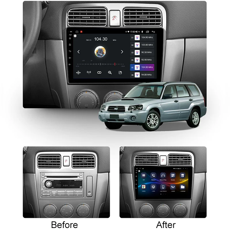 Funrover 8 core android 10.0 automobilių dvd multimedijos grotuvo Subaru Forester SG 2002-2008 radijo, gps navigaciją stereo DSP 6G+128GB
