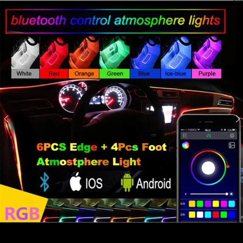 Automobilių EL Neonas, Juostelės 8M Garso Valdymo Šviesos RGB LED Dekoratyvinis Automobilių, Aplinkos Šviesos Auto Atmosfera Lempos Su 12V Lengvesni&USB Linija