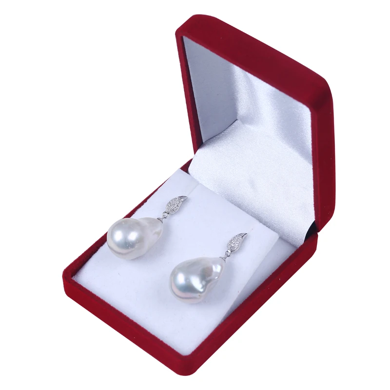Puikus kokybės AAA didelis baroko perlų auskarai balta atgimsta gėlo vandens pearl stud auskarai 925 sterlingas sidabro