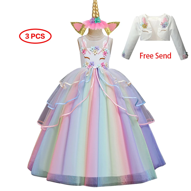 Karšto pardavimo fantazijos Vienaragis Suknelė Gimtadienis Vaikams Suknelės Mergaitėms Kostiumas Helovinas Kalėdų Dress Vaikų Šalis Princesė Dres