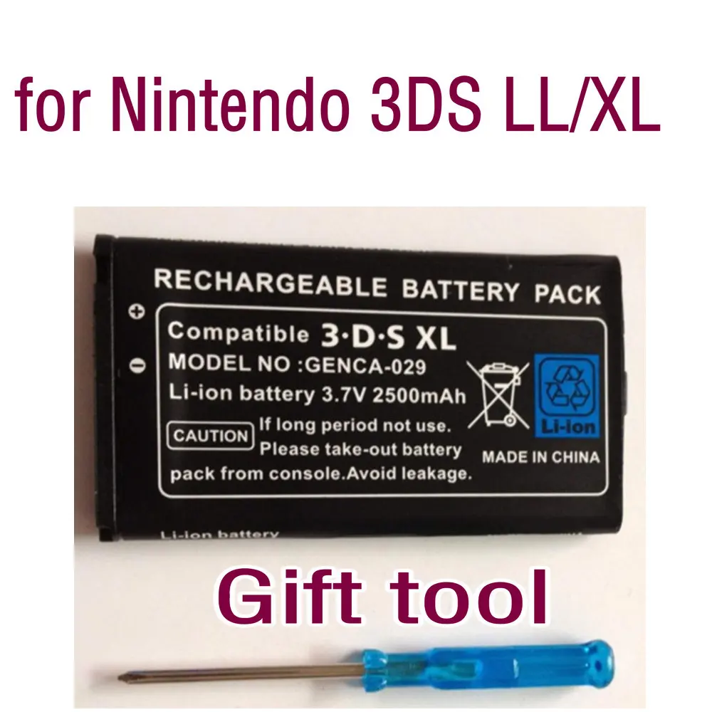 10 vnt), 3,7 V 2000mAh /2500 mAh Li-ion Battery pack LL, 3DS XL