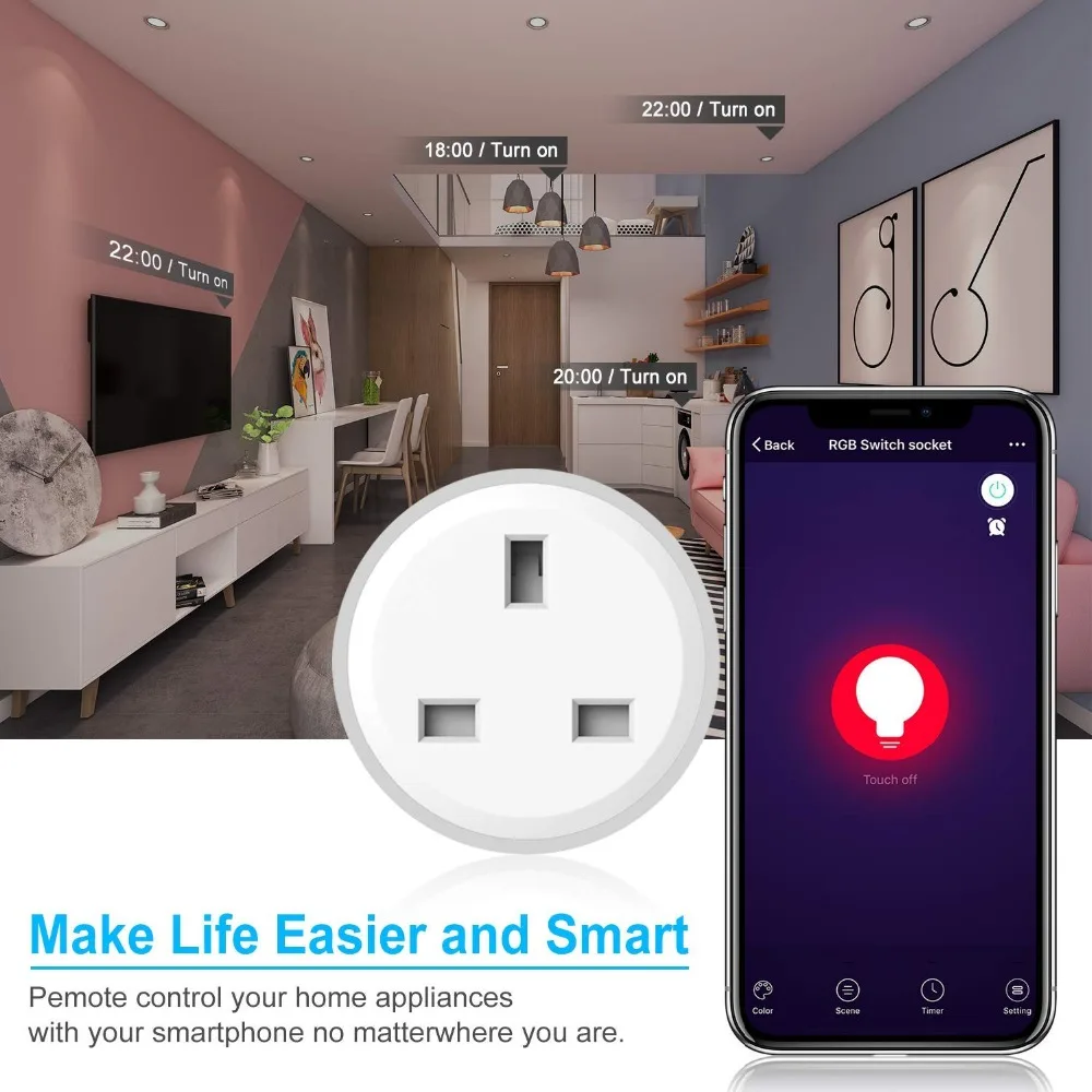 Lonsonho WiFi Smart Plug Lizdas Smart Tuya Smart Gyvenimo App G Tipo JK 10A Nakties Šviesos Suderinama 