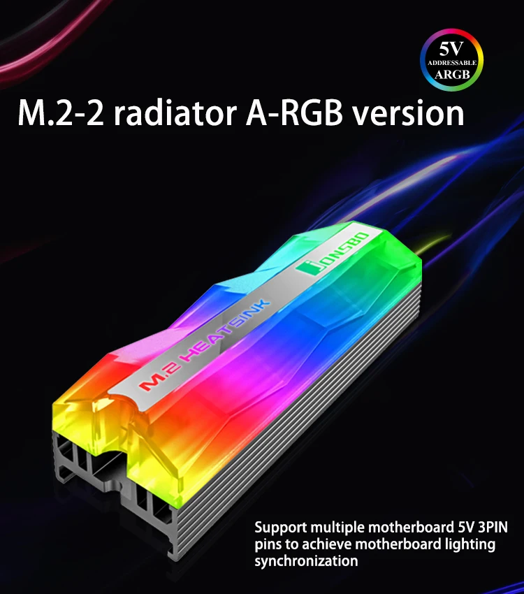 JONSBO Paramos M2.2280 A-RGB SSD Heatsink Šilumos KOMPIUTERIO Aušinimo Radiatorius Šilumos Kriaukle Aliuminio Terminės kempinėlės M. 2280 2 ARGB