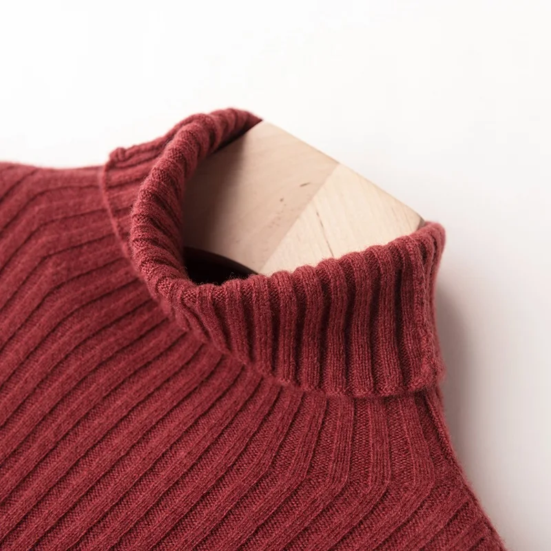 BARESKIY Ponios viršų kašmyro megztinis golfo vientisos spalvos ilgi megztiniai megztinis plonas lieknėjimo megztinis ruožas plonas ilgas megztinis