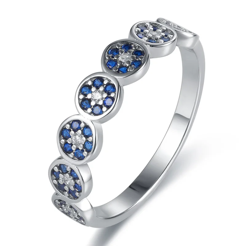 925 Sterlingas Sidabro Žiedu Dizaineris Žiedai Moterims Aukštos Kokybės Dydžio 10 Moterų Žiedas Mėlyna Akmenys Ir Kristalai Vestuvių Fine Jewelry