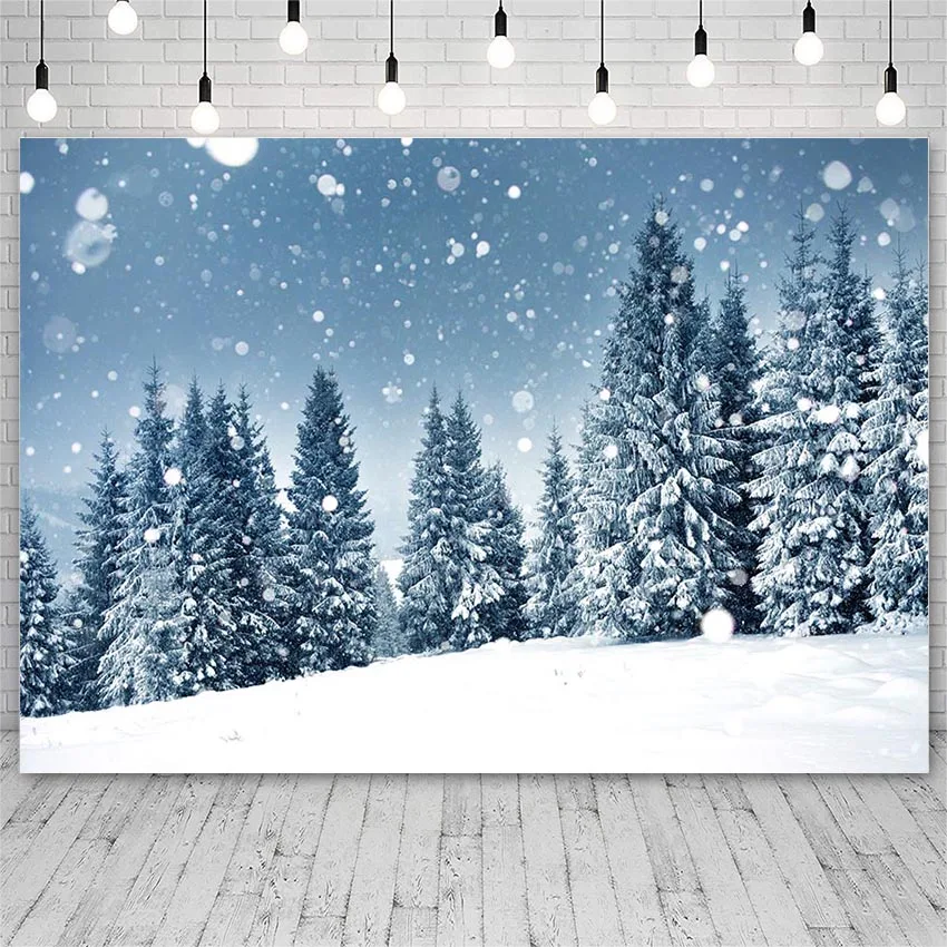Avezano Fone Fotografijos Sniego Žiemos Kalėdų Stebuklų, Bokeh Miško Ryškios Šviesos Dekoro Backdrops Fotostudija