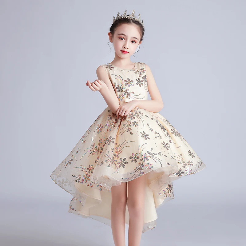 Ledai Angelas Vasaros Suknelė Vaikams Mergina China Žiedlapių Rinkti Juosmens Gale suknelė Bowknot Varčias Princesė Ceremonijoje Suknelės 3-12