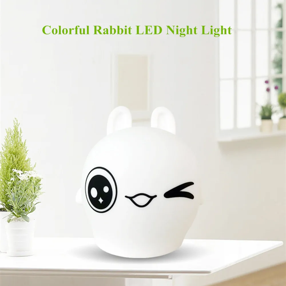 Triušis LED Naktį lengvo Prisilietimo Jutiklis Spalvinga Silikono Katytė Lempa USB Įkrovimo Miegamojo, Naktiniai staleliai, Lempa Vaikams, Kūdikių Dovanų