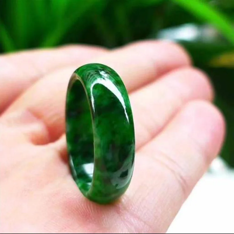 Jade Žiedas Gamtos Birmos Žadeitas Žiedas Papuošalai Fine Jewelry Sausas Žalia Žydėjimo Piršto Žiedą, Smaragdas Vyrų ir Moterų Žiedas