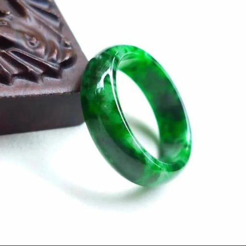 Jade Žiedas Gamtos Birmos Žadeitas Žiedas Papuošalai Fine Jewelry Sausas Žalia Žydėjimo Piršto Žiedą, Smaragdas Vyrų ir Moterų Žiedas