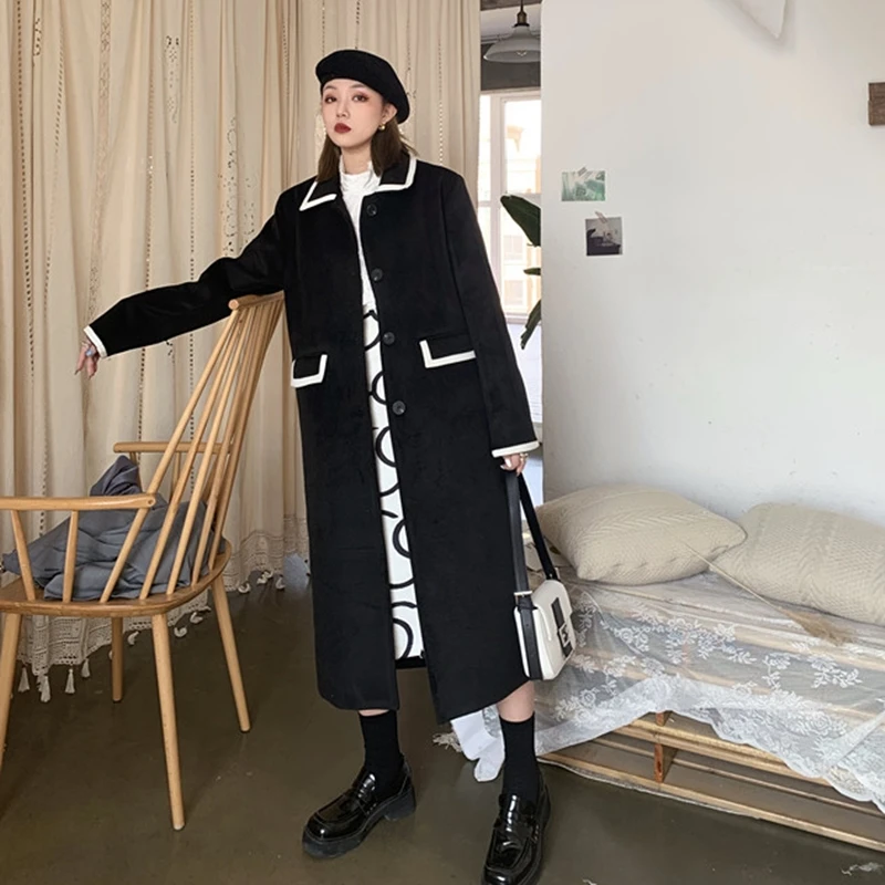 2019 Moterų Kailio viršutiniai drabužiai žieminiai drabužiai, Ponios mados šiltas vilnonis mišiniai moterų elegantiškas Dvigubo Breasted vilnonis paltas