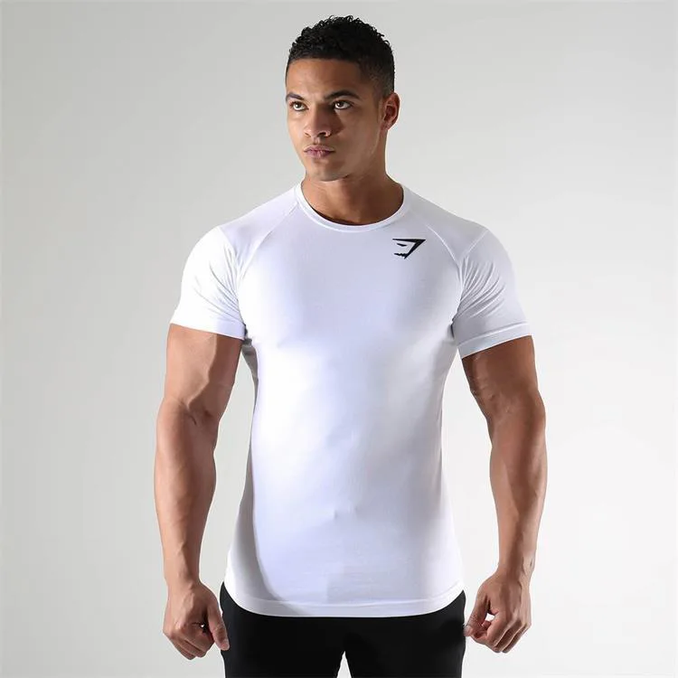 Vyriški bėgimo sporto marškinėliai gymshark sporto trumpas rankovės quick dry mokymo kvėpuojantis triko