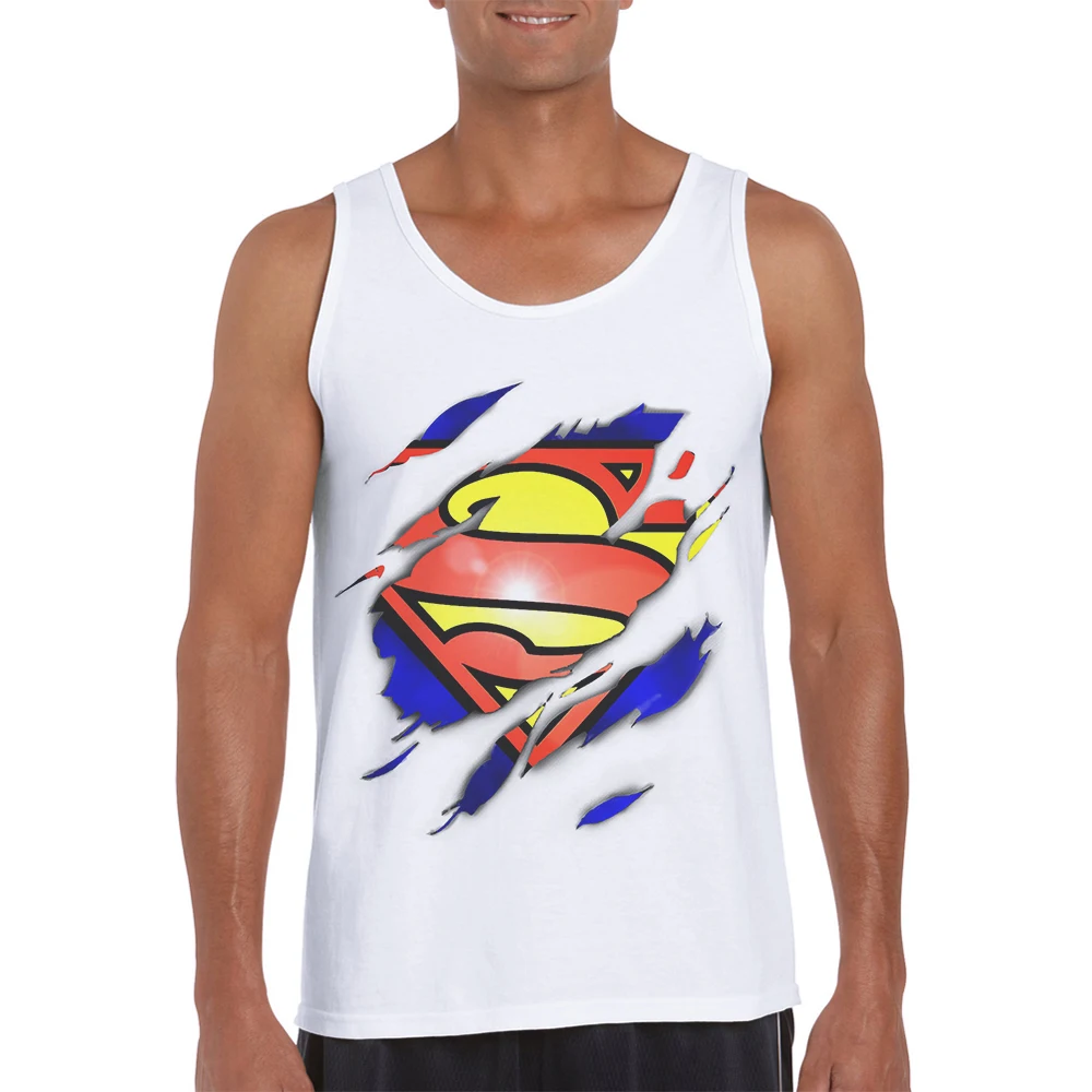 2019 Naujas Mados Juokinga Dizaino Vyrų tankų Supermenas 3D Atspausdintas Atsitiktinis Rankovių Hipster Vest Vasaros marškinėliai (be Rankovių) Vyras Tankai Drabužiai