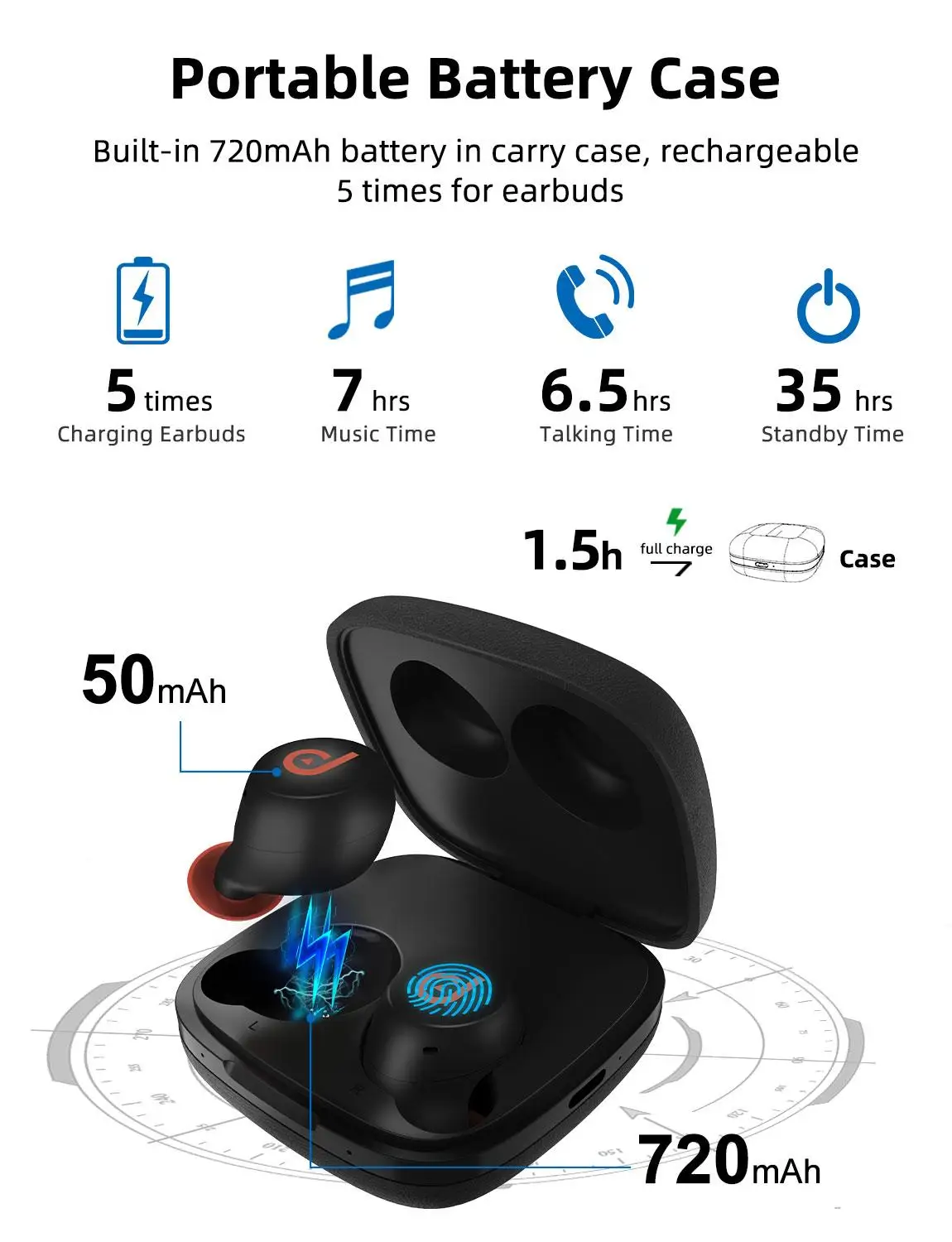 TWS Bluetooth 5.0 aptx Auto Porą Touch Kontrolės CVC 6.0 Triukšmo slopinimo Ausines Tiesa, Belaidės Stereo su Ausinių Apmokestinimo Atveju