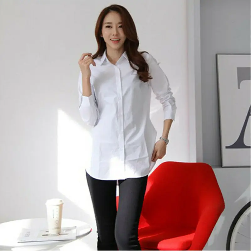 Naujas Klasikinis Minkštas Moterys Ilgomis Rankovėmis Balti Marškinėliai Slim Elegantiškas Biuras Ponios Verslo Marškinėliai