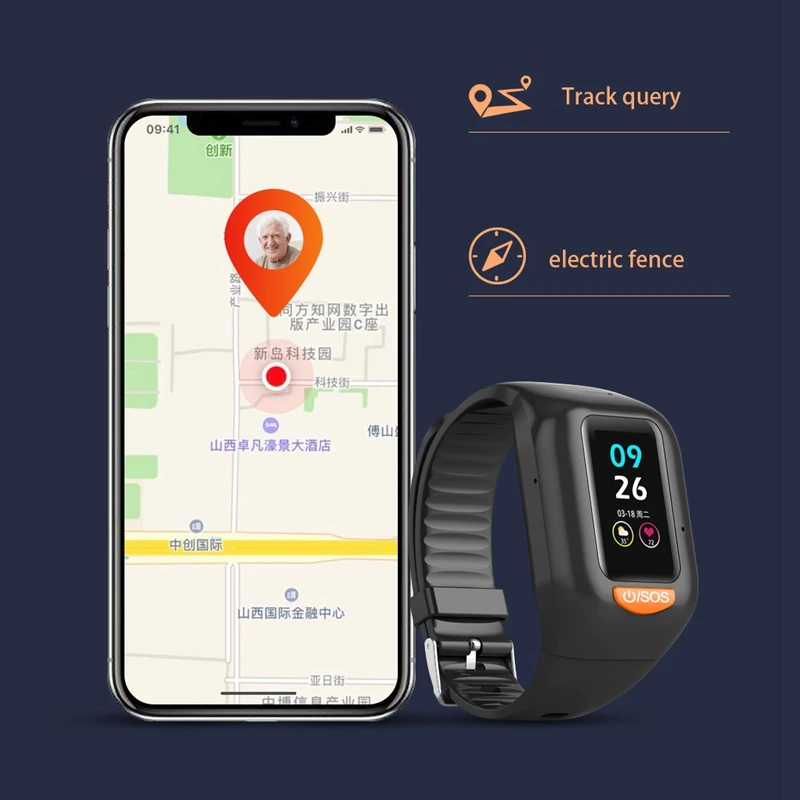Smart Apyrankę 4G GPS Tracker Padėties nustatymo Apyrankę Anti-Lost Širdies ritmas, Kraujo Spaudimas Vyresnio amžiaus žmonių / Vaikų SOS Žiūrėti