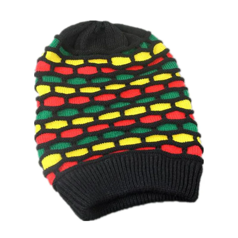 Bob Marley Jamaika Rasta Kumpinti Beanie Skrybėlių Šiltas Beretė Bžūp Žiemos Reggae Multi-colored Juostele Hip-Hop Baggy