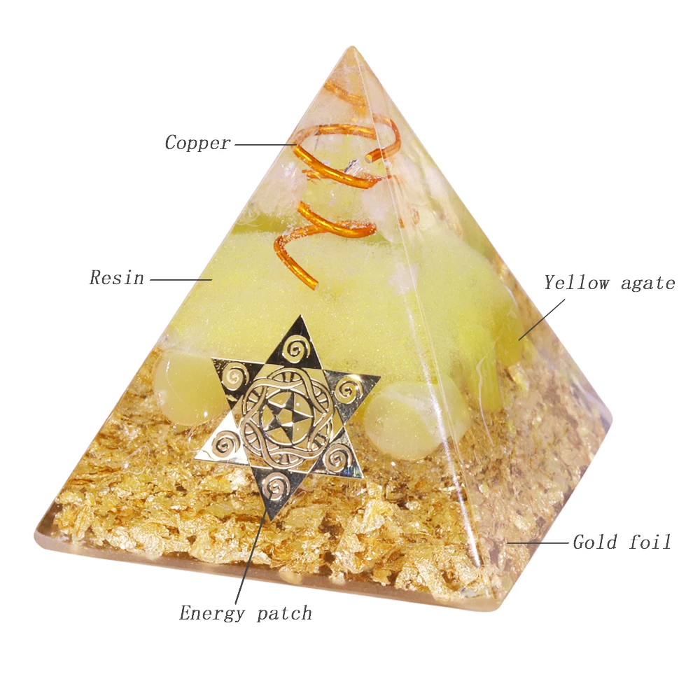 Geltona Orgonite Piramidės 5Cm Simbolizuoja Pasisekė citrinas rašė Piramidės Energijos Konverteris Surinkti gerovės Ir Klestėjimo Dervos Dekoras