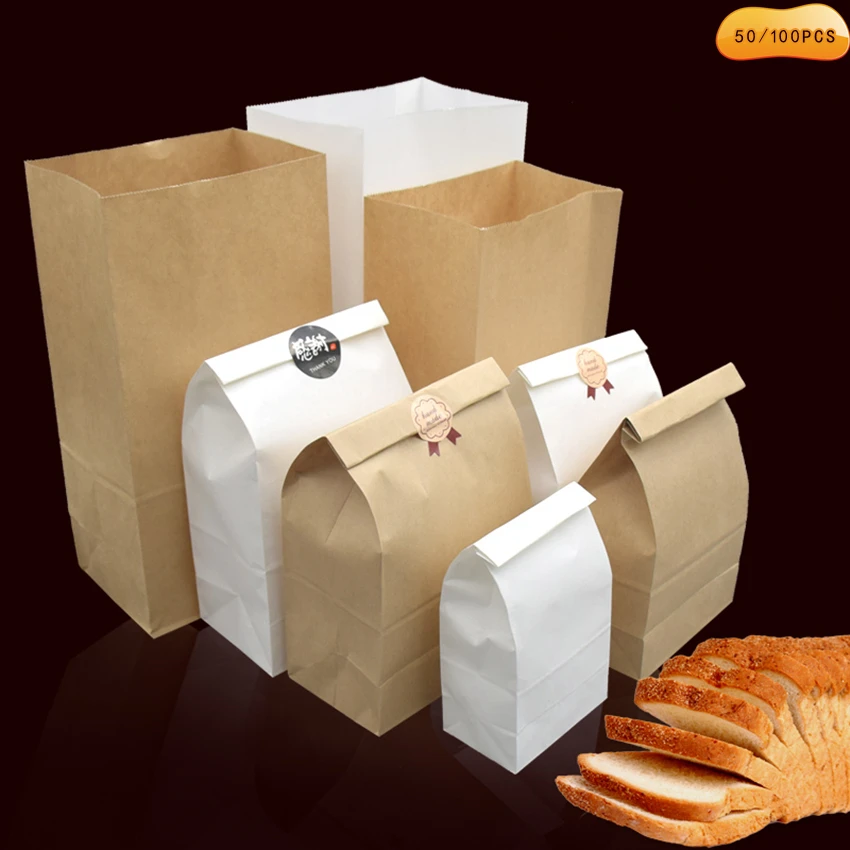 50/100VNT Bauda kraft popieriaus maišelį maisto atostogų dovanų maišelį, sumuštinių duona, saldainiai perdirbamų šalies maišą sauso pakavimo popieriaus maišelis